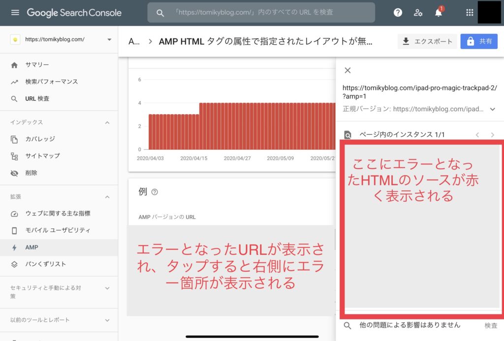 Google Search ConsoleでAMPエラー