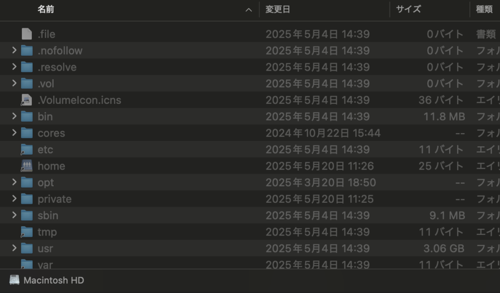 隠しファイルを表示したところ